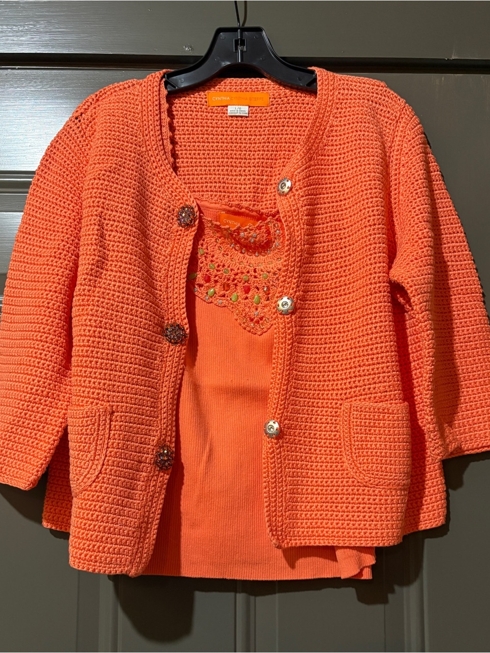 Cynthia Steffe Crochet Knit Cardigan with Tank Set